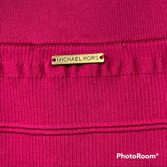 Michael Kors Ribbed Stretch Pencil Skirt Ruffled Hem Azalea Sz Small - Picture 12 of 14